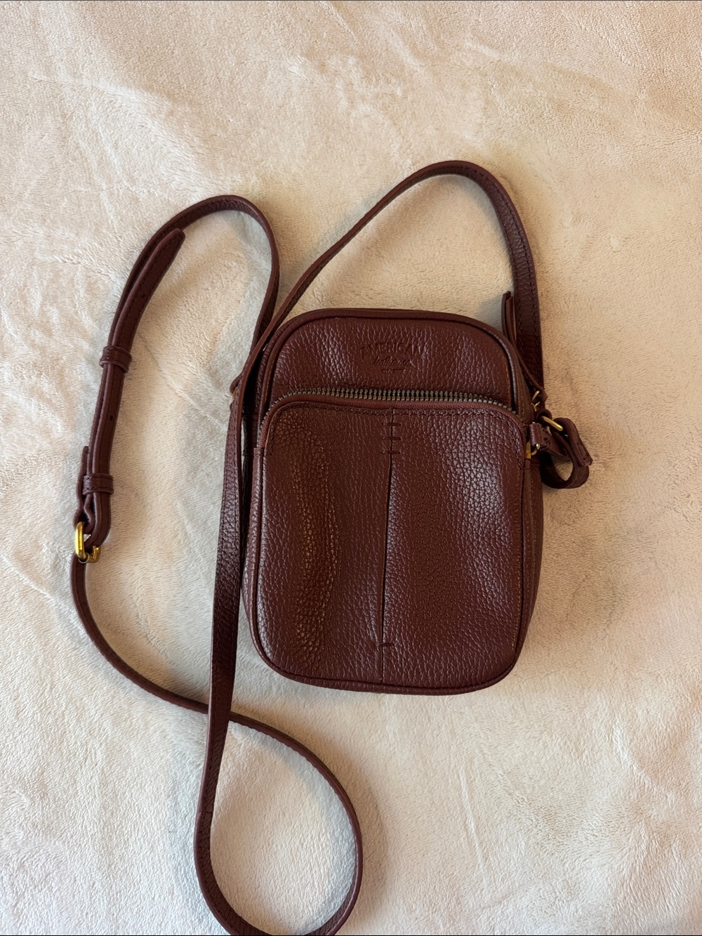 Pebbled Leather Crossbody Bag in Dark Brown NWOT